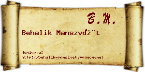 Behalik Manszvét névjegykártya